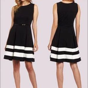 Calvin Klein sleeveless A line dress with belt